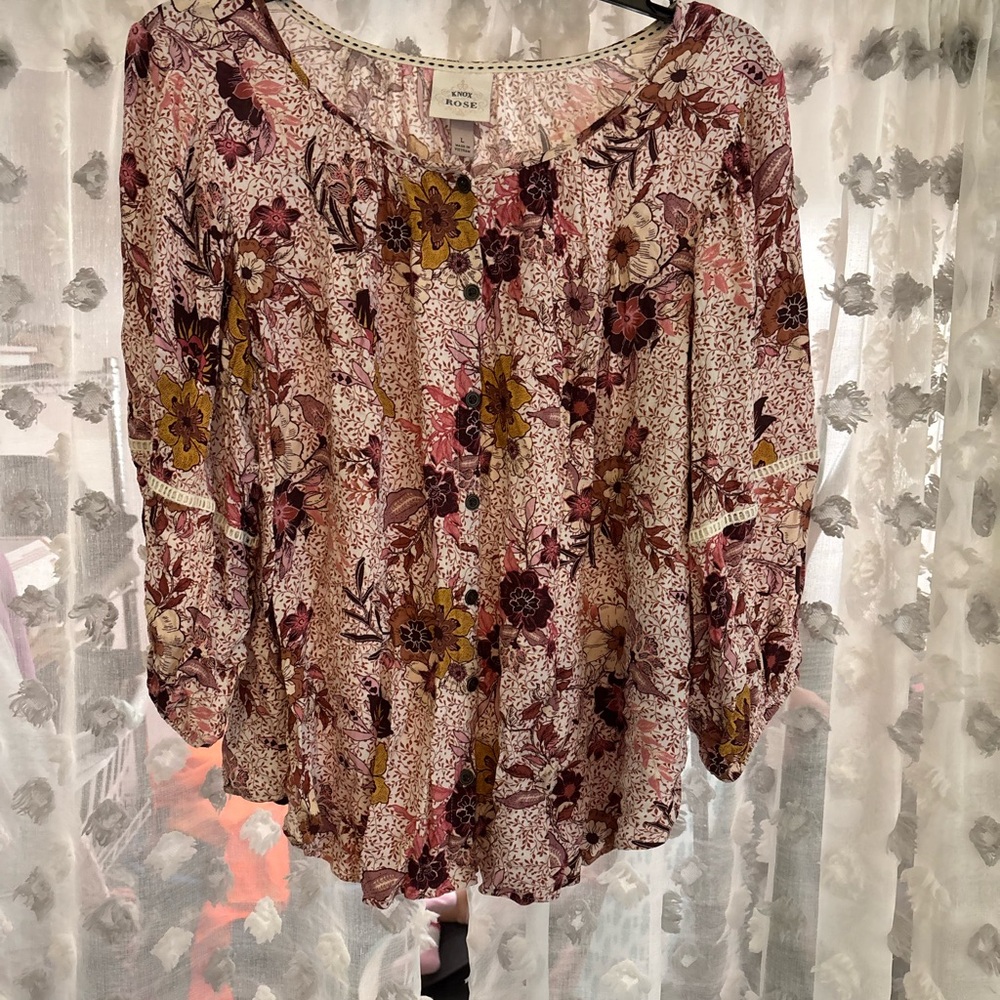 Knox Rose Floral Blouse in Pink and Cream